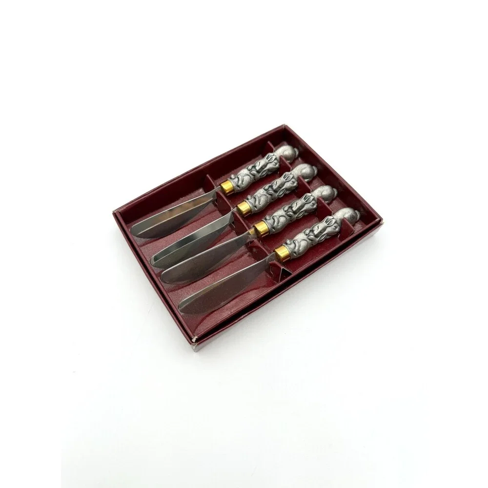 Set of 4 Bunnies Cheese or Butter Spreaders by Arthur Court